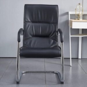 High-Back Ribbed Leather Visitor Chair