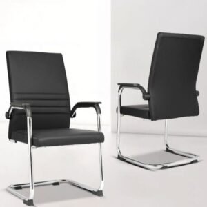 Ribbed Leather Cantilever Visitor Chair