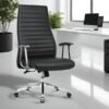 High-Back Ribbed Leather Executive Chair