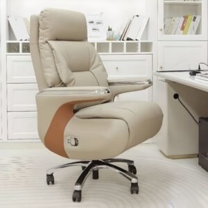 Cream High-Back Executive Office Chair