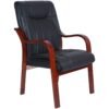 Mahogany-Arm Leather Visitor Chair