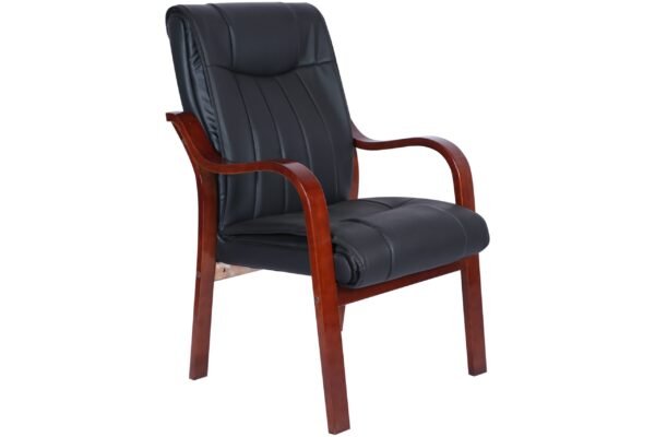 Mahogany-Arm Leather Visitor Chair