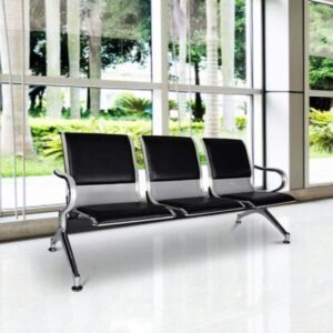 3-Seater Padded Waiting Bench with Steel Frame