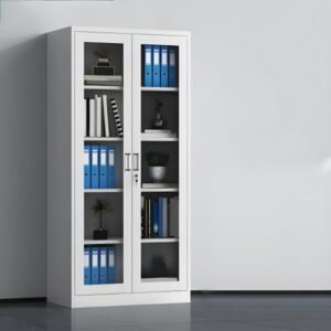 White Full-Glass Steel Filing Cabinet