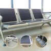 3-Seater Steel Waiting Bench with Padded Inserts