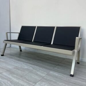 3-Seater Heavy-Duty Padded Waiting Bench - Black