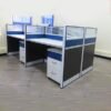 Blue 4-Way Office Workstation with Pedestals