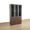 3-Door Wooden Filing Cabinet with Glass Doors
