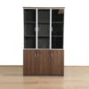 3-Door Wooden Filing Cabinet with Glass Doors