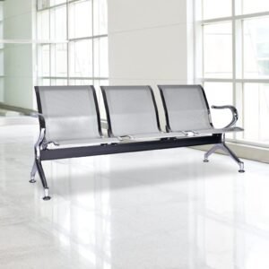 3-Seater Non-Padded Steel Waiting Bench