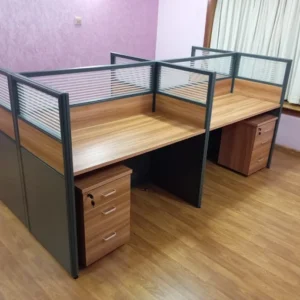 4-Way Office Workstation with Pedestals