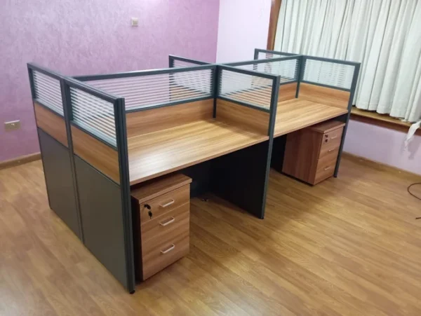 4-Way Office Workstation with Pedestals